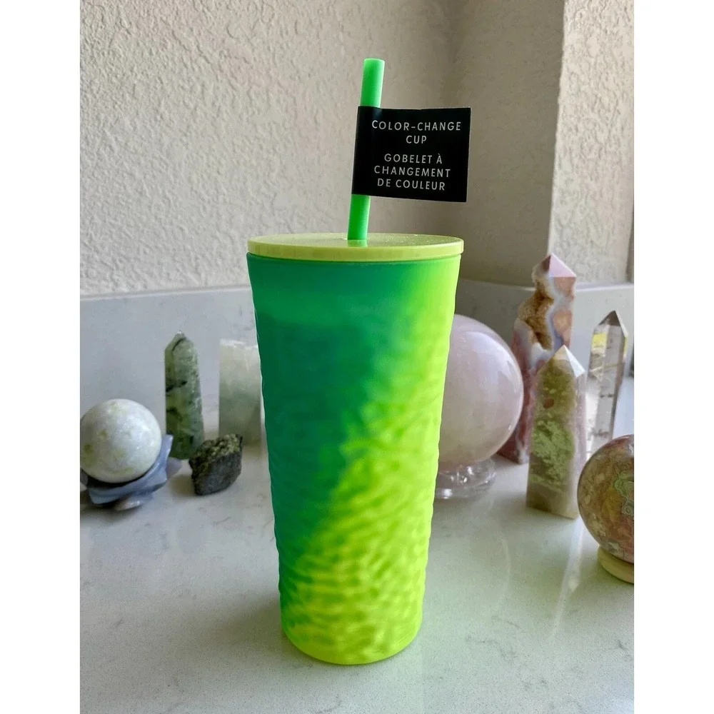 Starbucks Summer 2025 Color Changing Textured 18 Oz Glass Cup | Blue & Green NEW